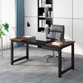 63” Executive Desk, Large Office Computer Desk with Thicken Frame, Modern Simple Workstation Business Furniture for Home Office, Rustic Brown/Black