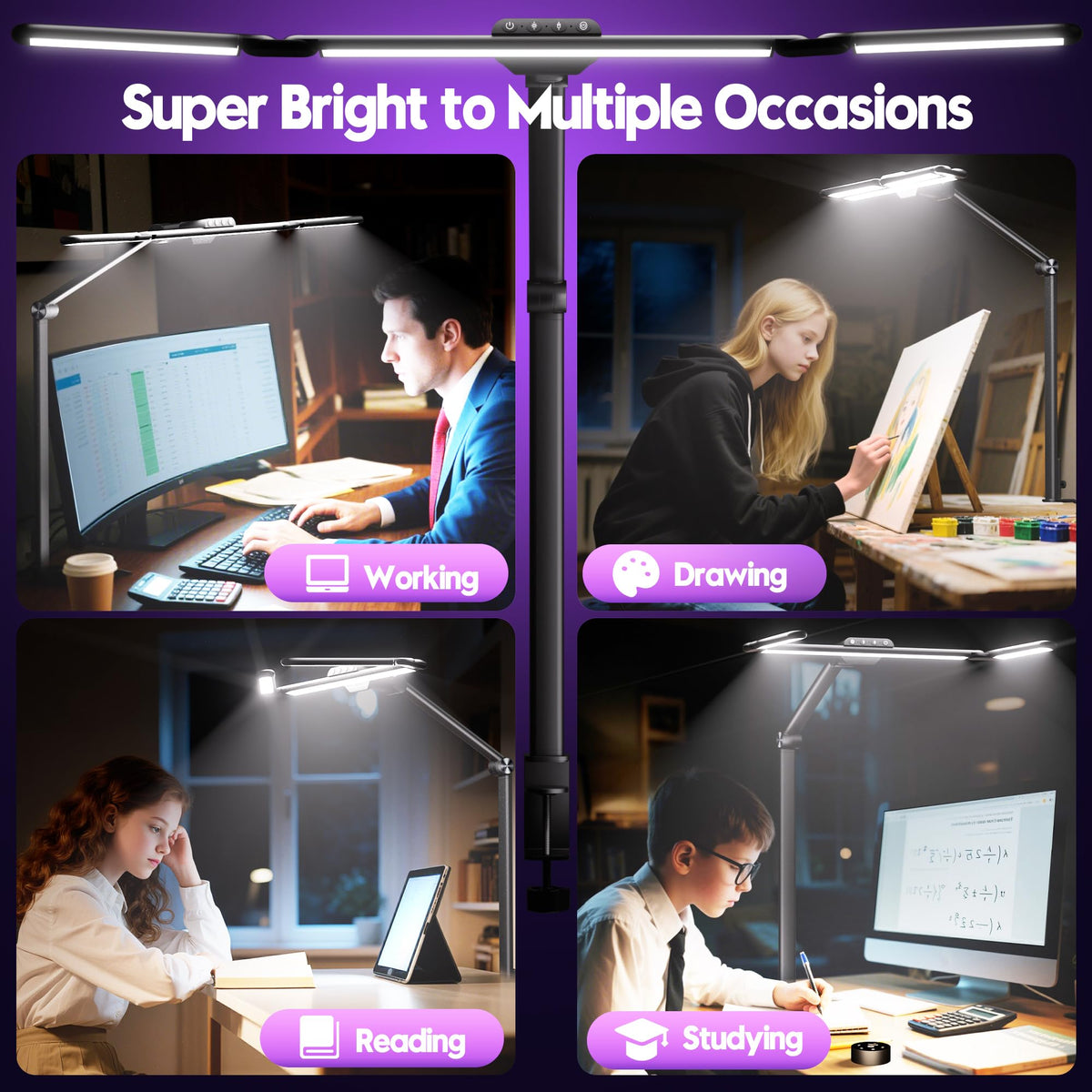 32.3" Eye Care Architect Desk Lamps with Clamp for Office Home Dorm