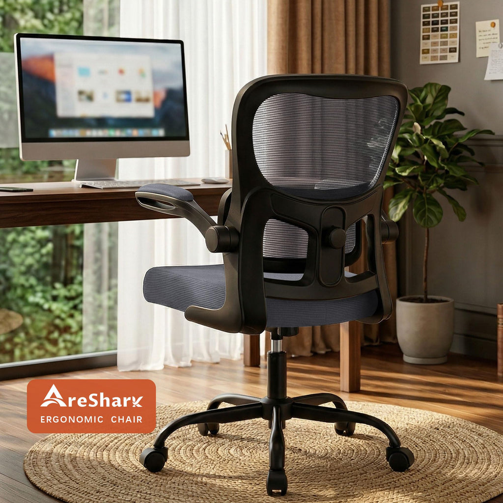 Office Chair Ergonomic Desk Chairs with Adjustable Lumbar Support& Headrest Hanger, High Back Breathable Mesh Chair with Wheels, Rolling Swivel Comfy Task Computer Chair for Home Work Gaming