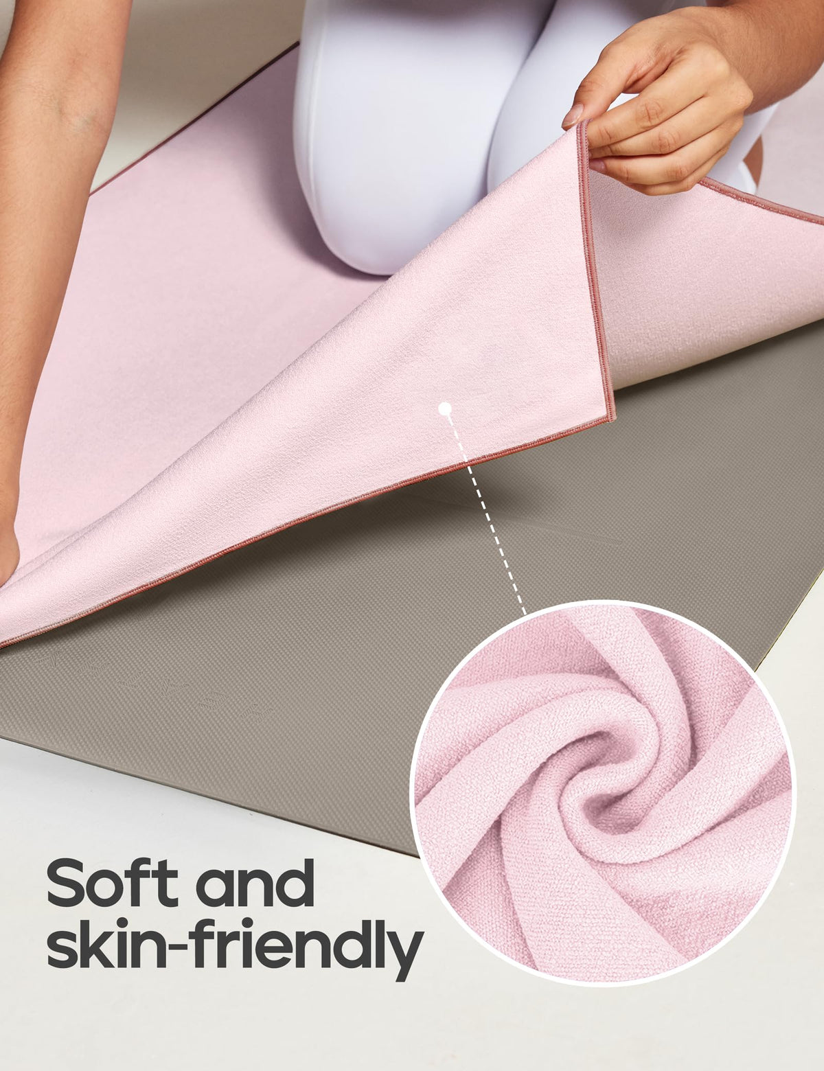 Yoga Mat Towel Non Slip for Hot Yoga Towel with Silicone Grip & Free Spray Bottle, 72"X26" Extra Large Microfiber Yoga Towel for Bikram, Pilates, Fitness (Pink)