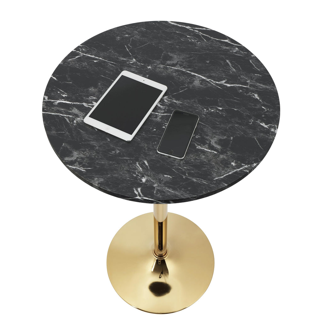 Finnhomy 24" Round Cocktail Bar Table with Metal Base, Tall Bistro Pub Table, Counter Bar Height Table for Kitchen, Dining Room, Living Room, Easy Assembly, Black&Gold