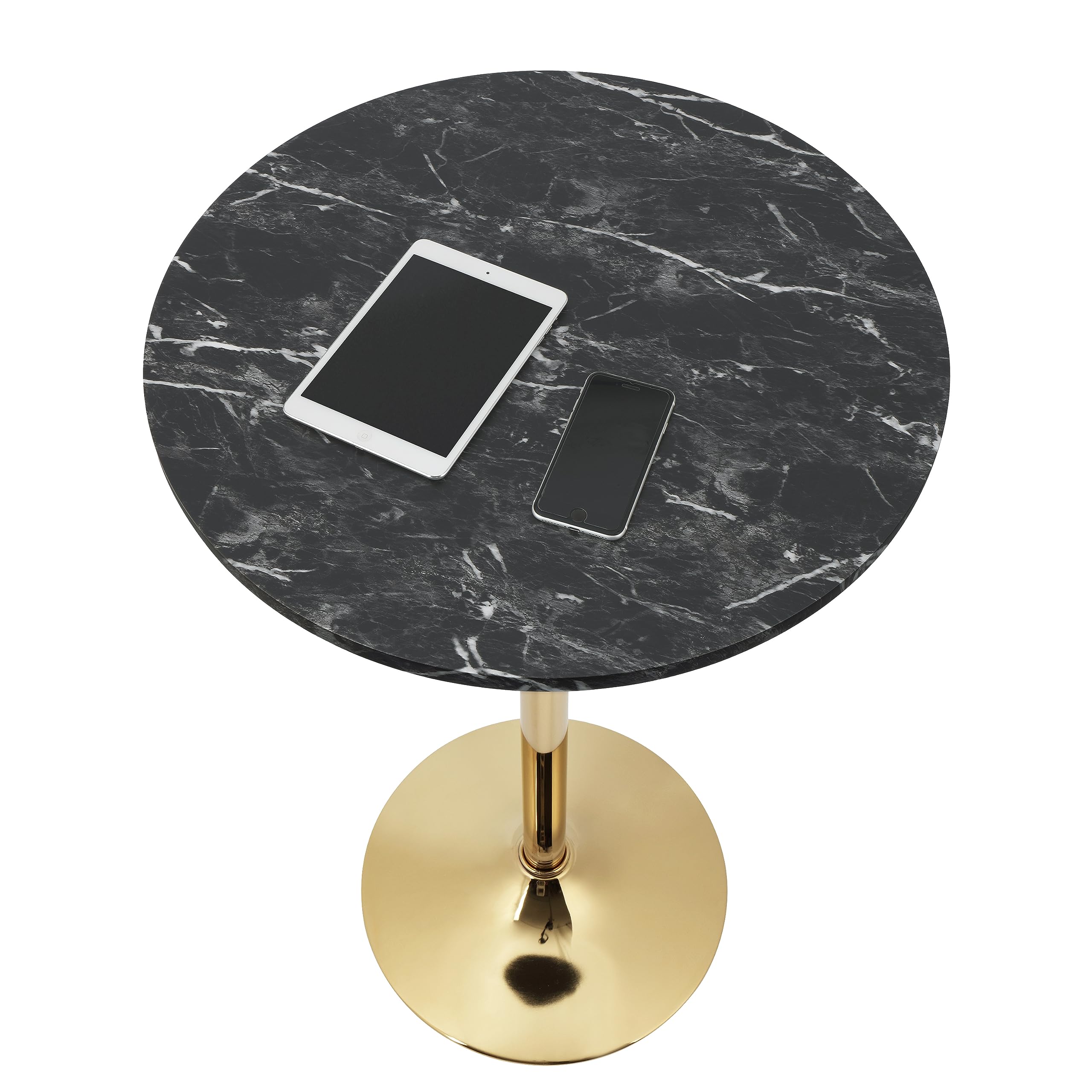 Finnhomy 24" Round Cocktail Bar Table with Metal Base, Tall Bistro Pub Table, Counter Bar Height Table for Kitchen, Dining Room, Living Room, Easy Assembly, Black&Gold