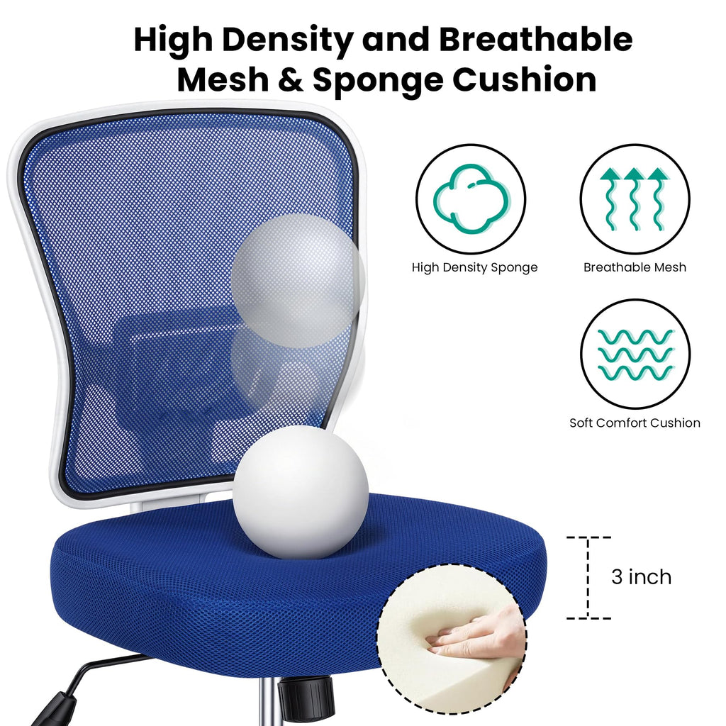 Armless Drafting Chair Tall Office Chair for Standing Desk - Adjustable Height Mesh Ergonomic Stool with Foot Ring, Rolling Counter Height Computer Chair for Small Spaces & Home Office