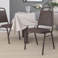 Trapezoidal Back Vinyl Stackable Banquet Chair, Multipurpose Stacking Chair with Padded Seat and Back, Brown/Copper