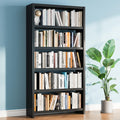 5 Tier Metal Bookshelf, Black 69" Tall Bookcase, Large Heavy Duty Book Shelves, Industrial Wide Book Shelves, Display Storage Shelves for Library Bedroom Living Room Office