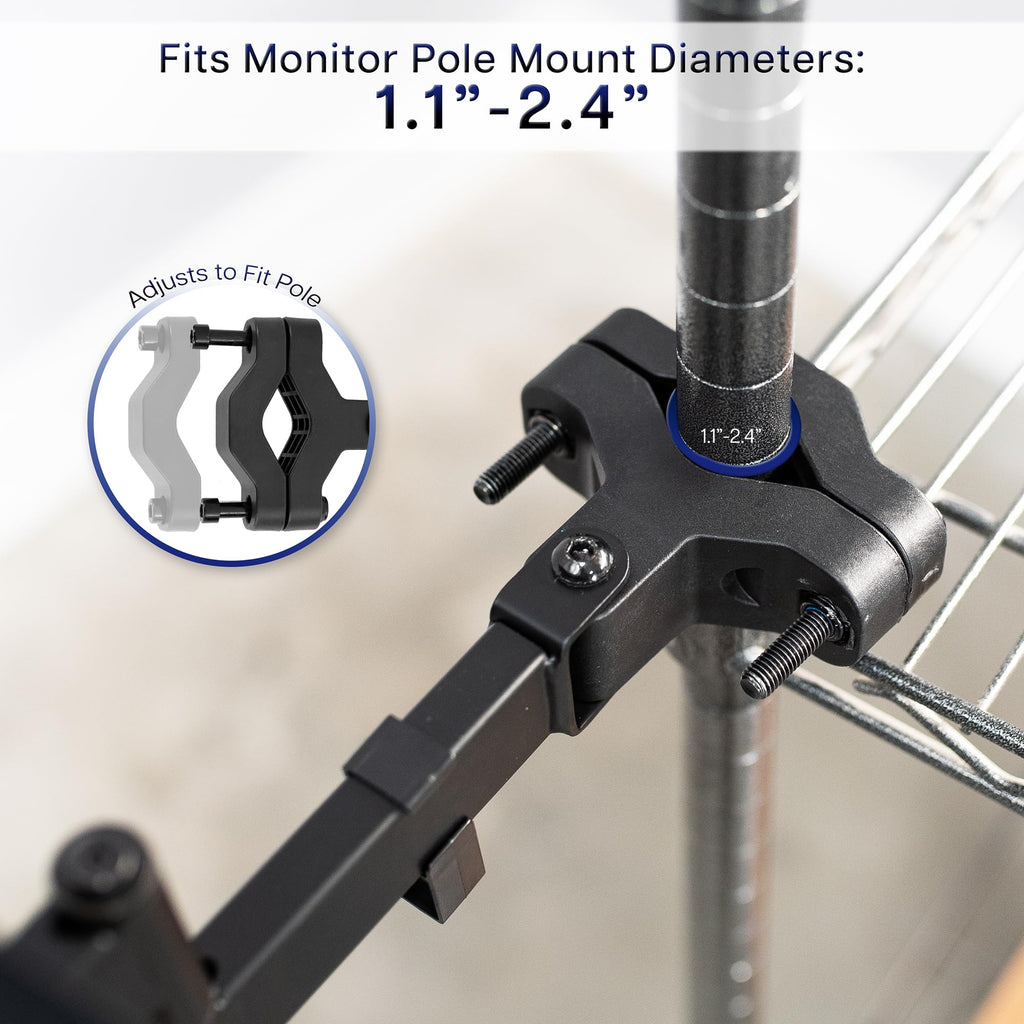 Universal 26 Inch Keyboard and Mouse Tray Pole Mount, 360 Degree Rotation, Neutral Writing Position, Black, Mount-POLEKB