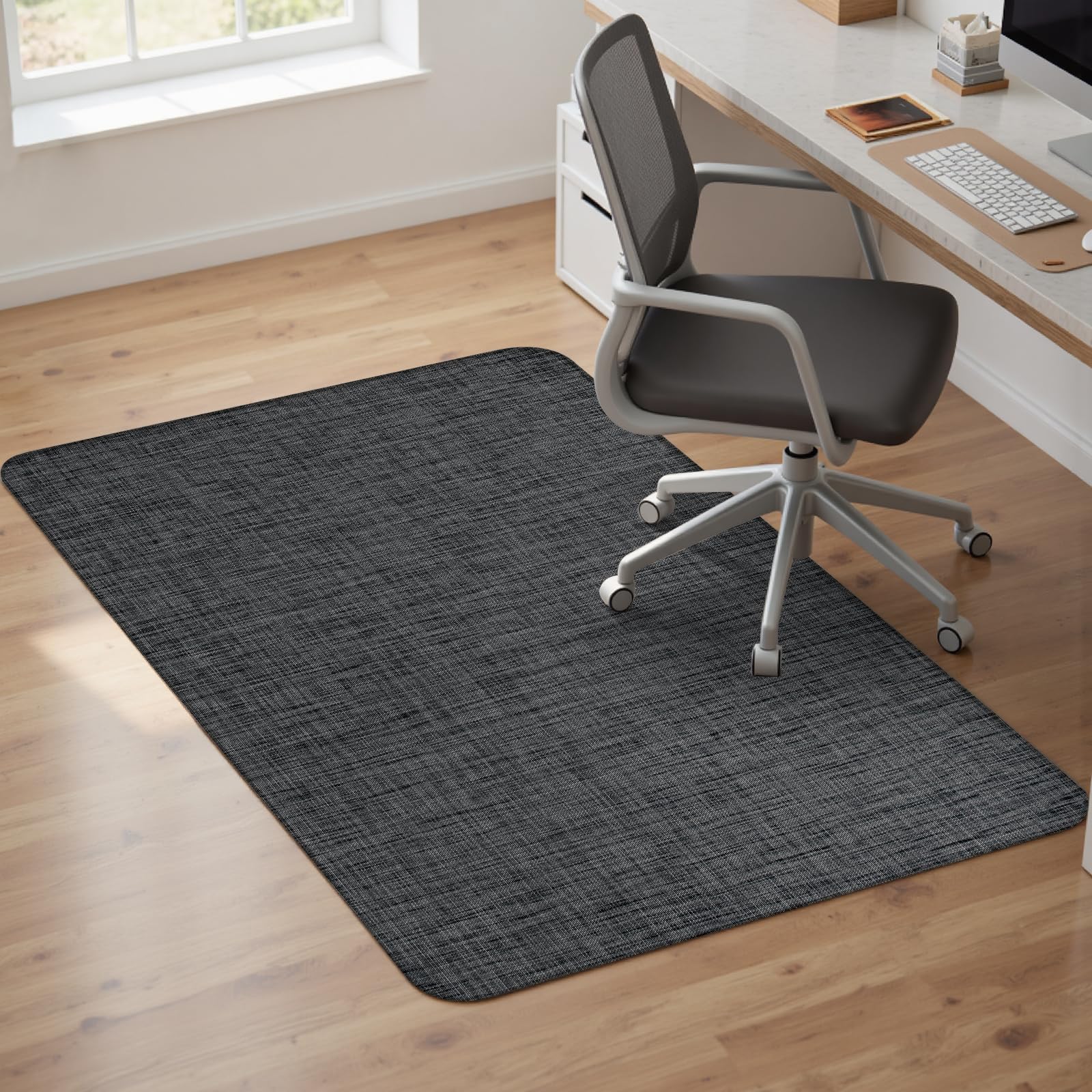 Office Chair Mat for Hardwood & Tile Floor,Computer Gaming Chair Mat for Rolling Chairs Non-Curve, Anti-Slip, Heavy Duty Floor Protector for Home Office,Black (36" x 48")