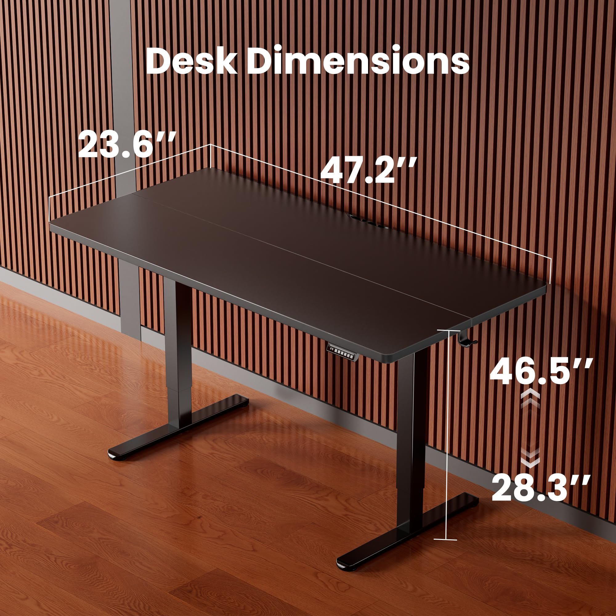 Height Adjustable Electric Standing Desk, 48 x 24 Inches Sit Stand up Desk, Memory Computer Home Office Desk, Black