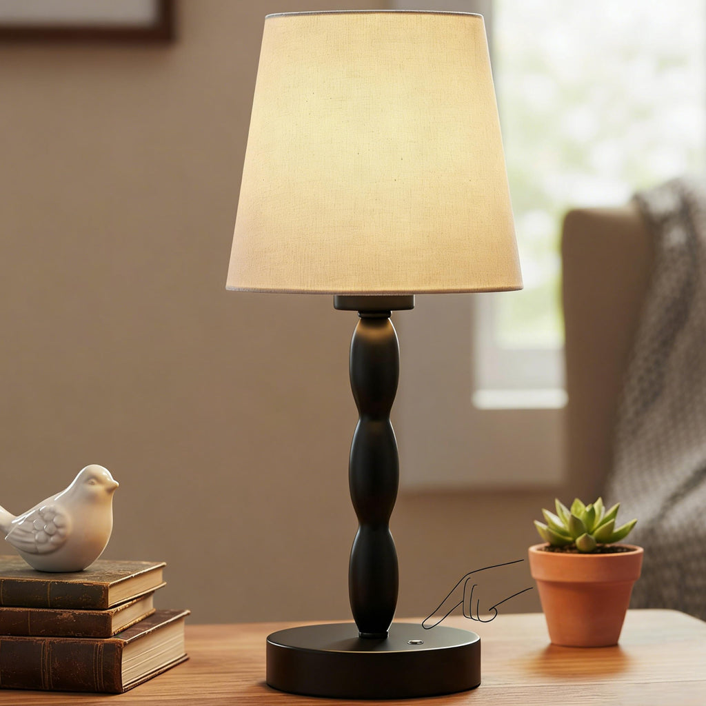 Rechargeable Cordless Table Lamp, 5000mAh Battery Powered Touch Desk Lamp, 3-Level & Stepless Dimmable Night Light, Portable Bedside Lamp for Bedroom, Outdoor, Bulb Included, Black