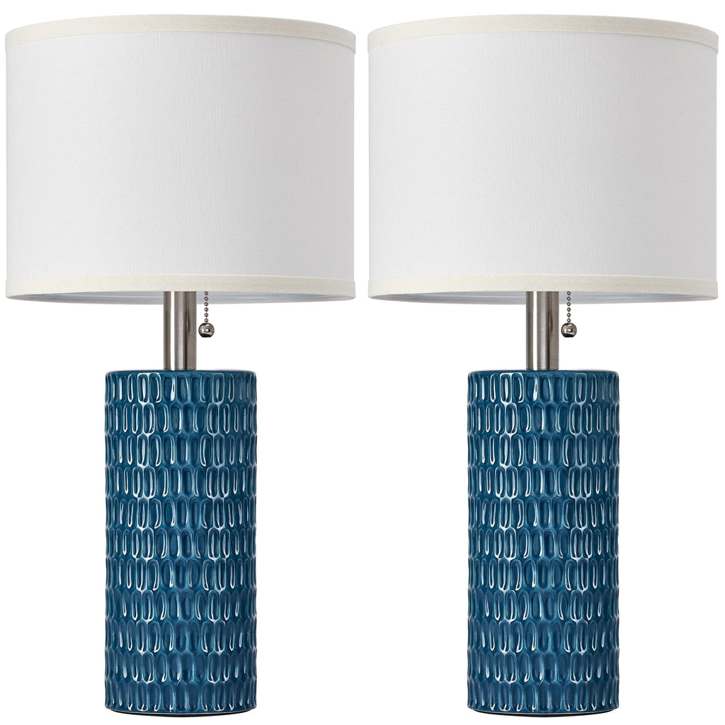 20” Modern Table Lamps Set of 2, Lamps for Bedroom, Blue