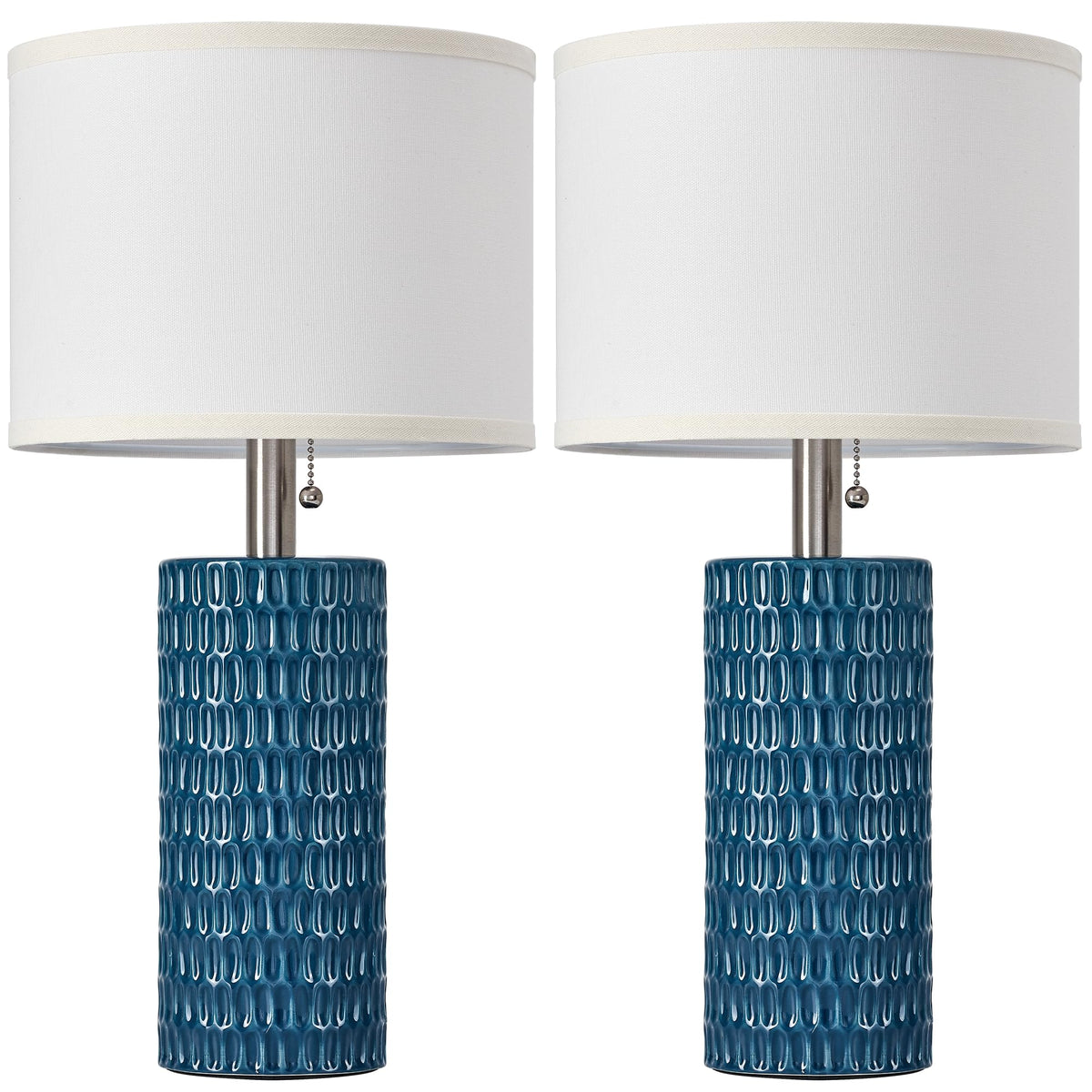 20” Modern Table Lamps Set of 2, Lamps for Bedroom, Blue