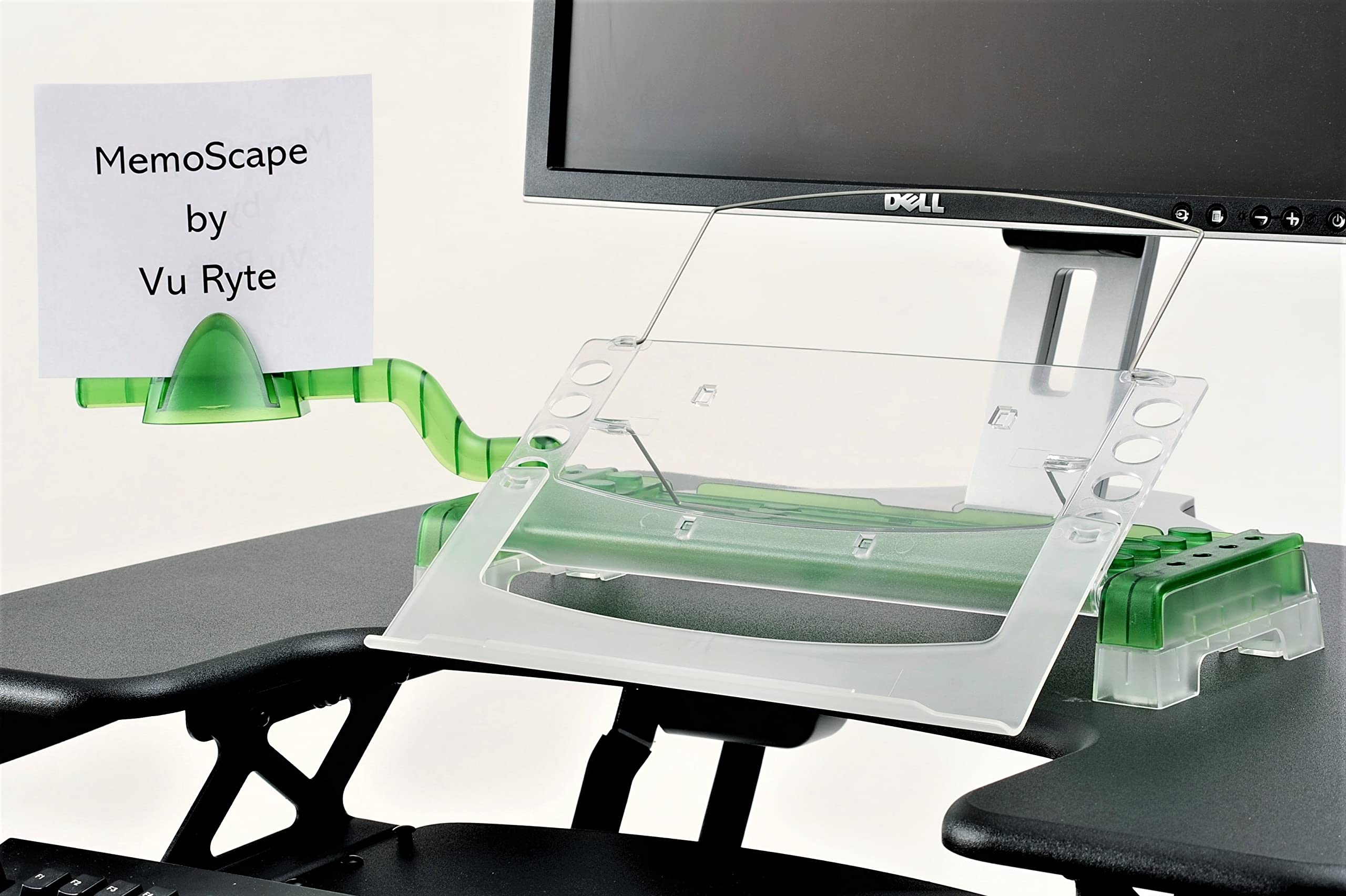Adjustable in-Line Document Holder for Typing | Reduces Neck Strain, Improves Focus, Boosts Desk Organization, and Workflow | Paper Holder Stand for Desk and Home Office - Green