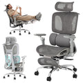 Ergonomic Mesh Office Chair with 3-Zone Dynamic Lumbar Support, Big and Tall Office Chair with Footrest, Adjustable Seat Depth,4D Headrest,6D Armrests, Swivel Executive Chair for Home Office,Grey