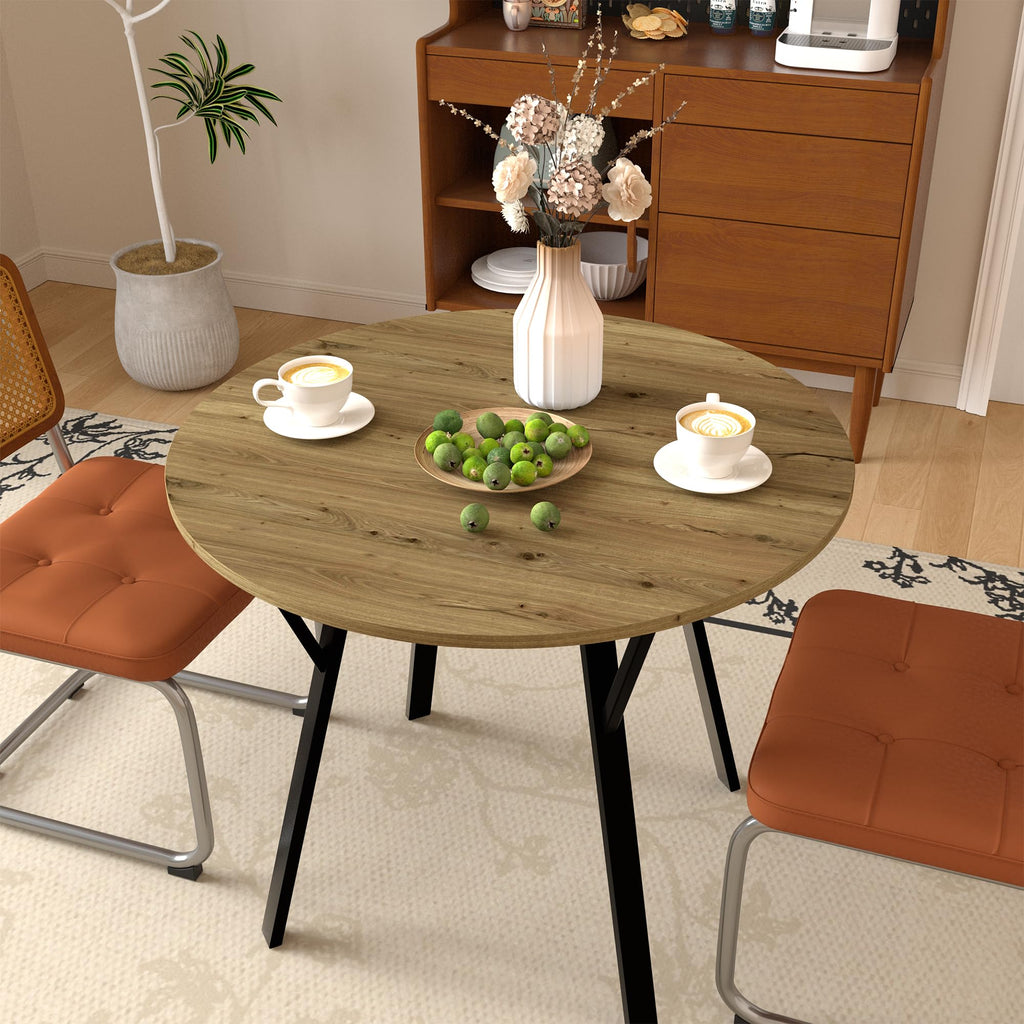 35.4 Inch Round Tulip Dining Table, Small Circle Kitchen Table with Metal Black Legs for 2-4 People,Modern Dining Room Table