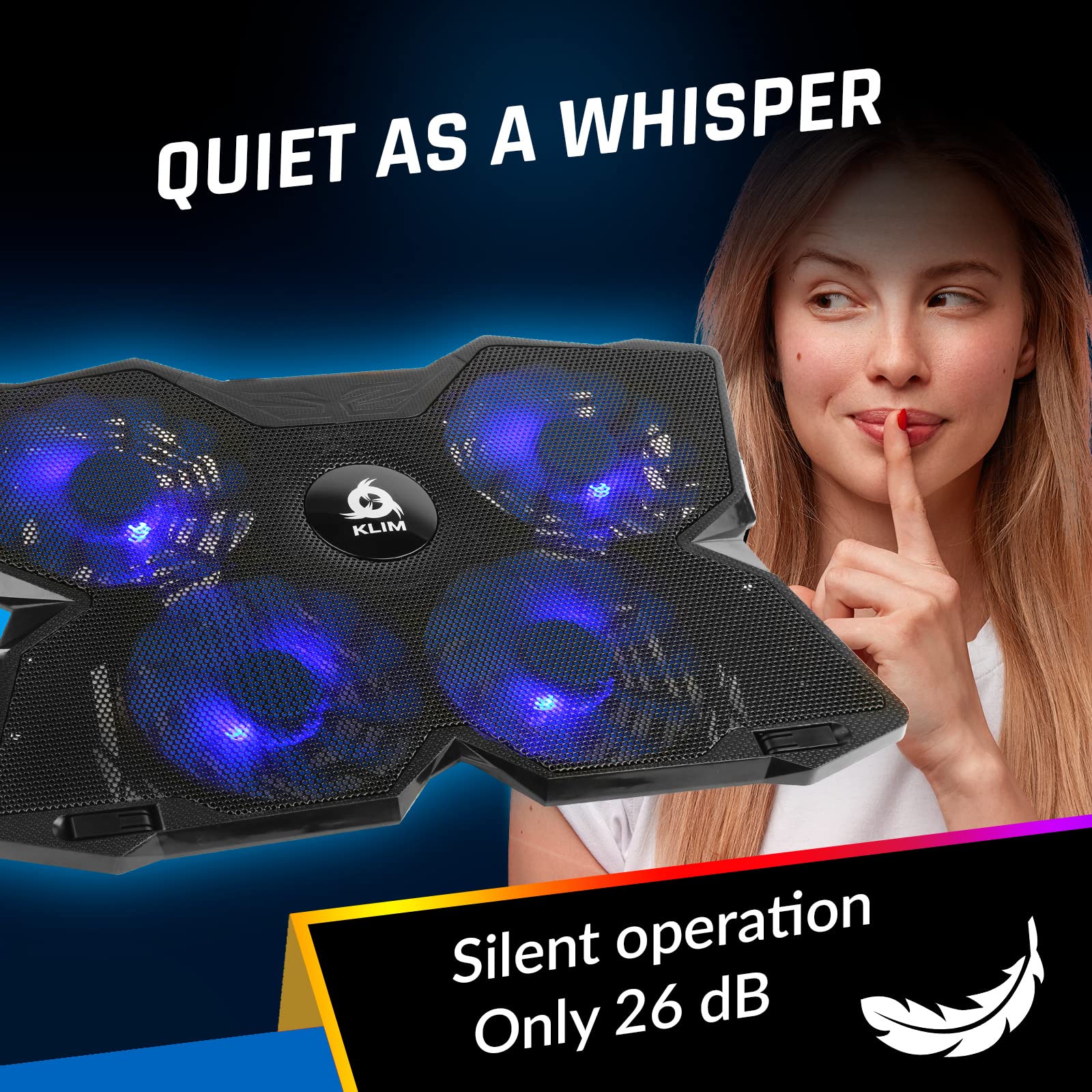 Laptop Cooling Pad - More Than 500 000 Units Sold - New Version - The Most Powerful Rapid Action Cooling Fan - Laptop Stand with 4 Cooling Fans at 1200 RPM - USB Fan - PS5 PS4 - Blue