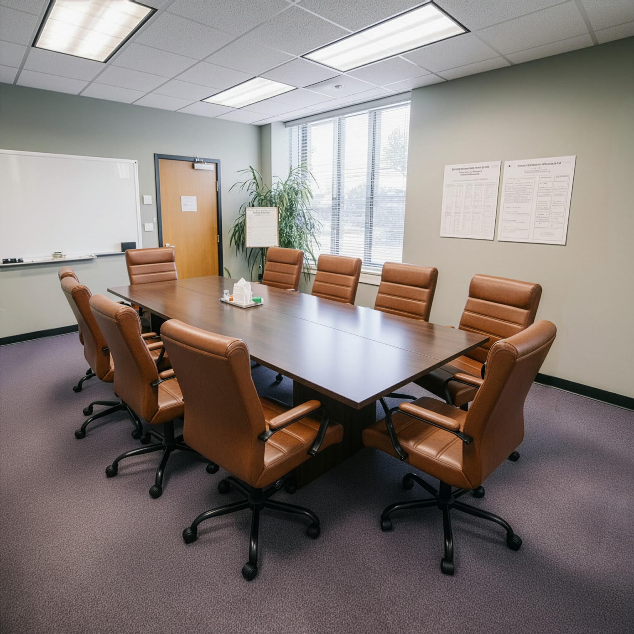 Office Desk Chair,Modern Leather Conference Room Chairs,High Back Home ofiice Chair,Adjustable Height Swivel Executive Computer Chair with Armrest and Padded Seat,Brown with Black Frame