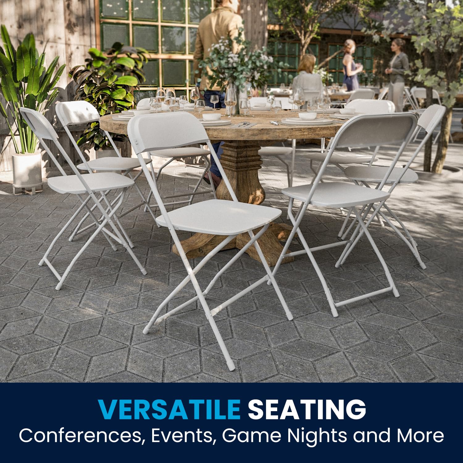 Hercules Series Plastic Folding Chair - White - 650LB Weight Capacity Comfortable Event Chair - Lightweight Folding Chair
