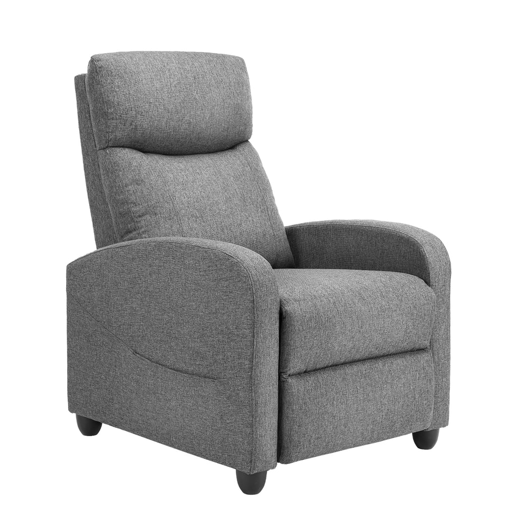 Recliner Chair Fabric Recliner Sofa No Massage, Home Theater Seating with Lumbar Support, Adjustable Push Back Overstuffed High-Density Sponge Reclining for Living Room, Grey