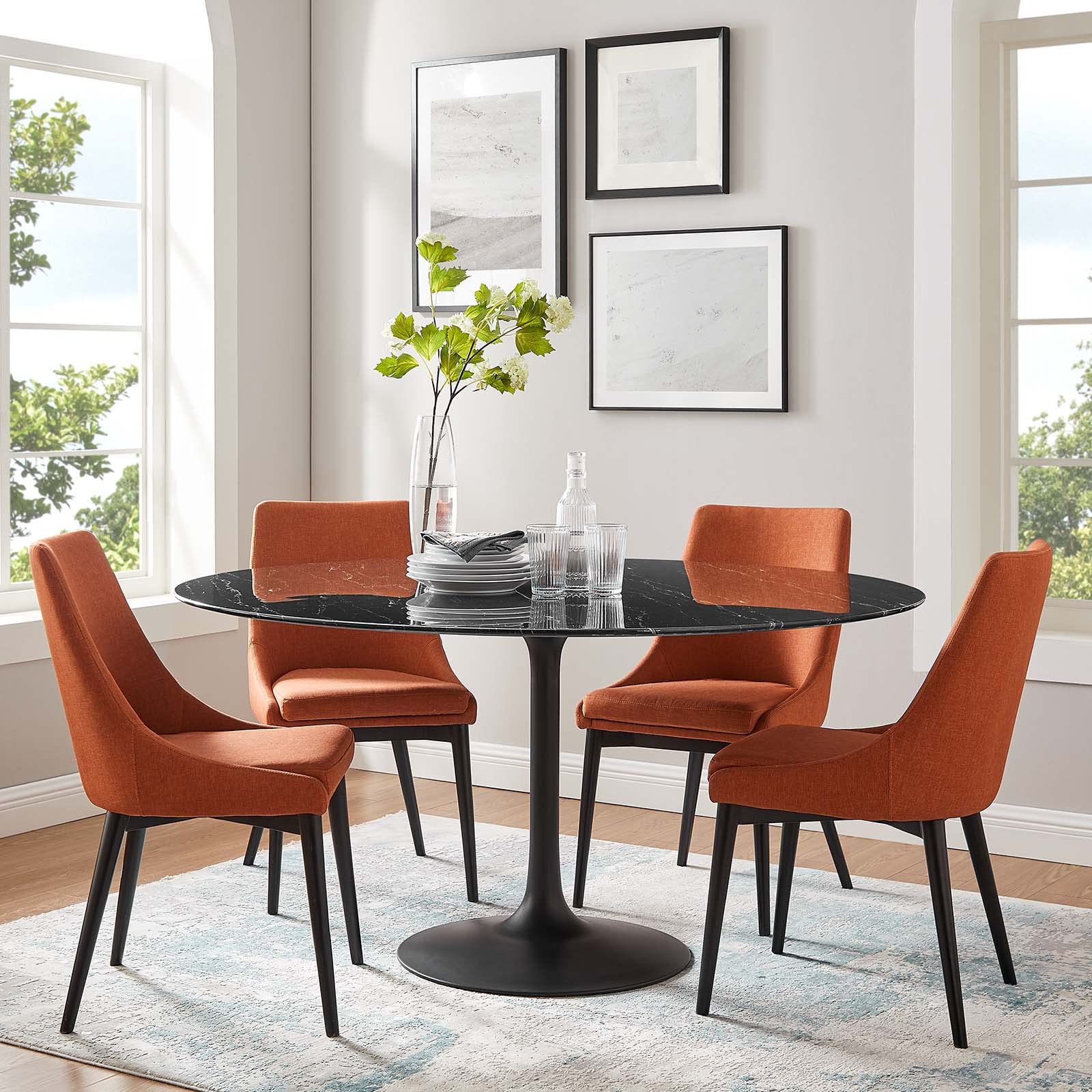 Modway Lippa Dining Table, 60", Black Black