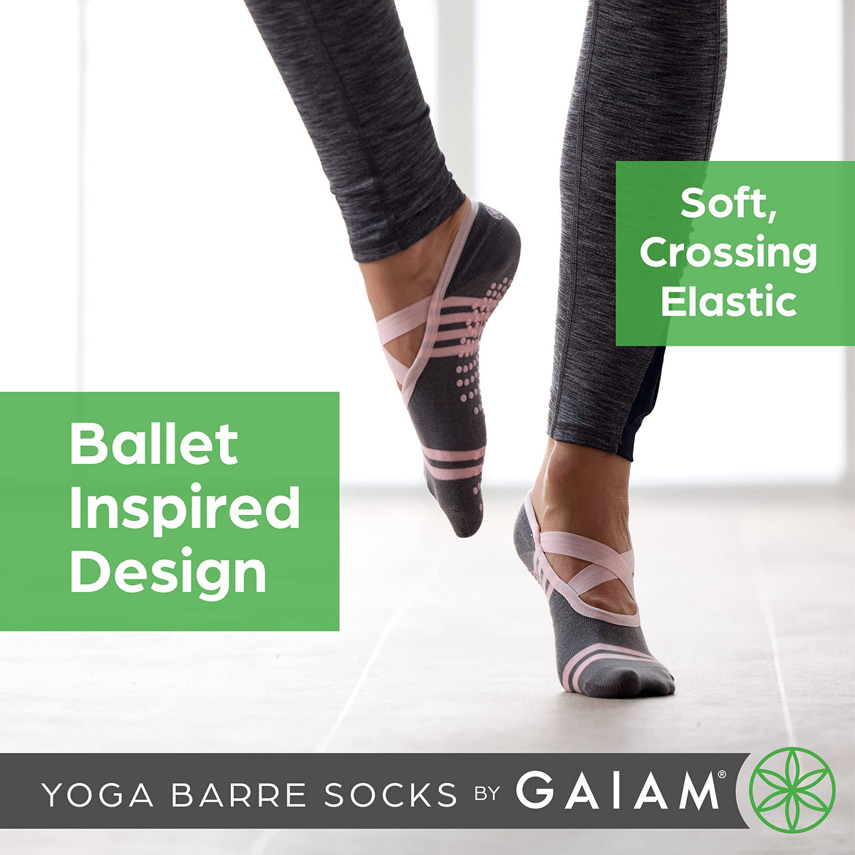 Grippy Yoga Socks, Non-Slip, Barre & Pilates (2PK Midnight)