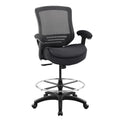 400lbs Ergonomic Office Drafting Chair Mid Mesh Back for Height Adjustable Desk 21inch Foot Ring Height Adjustable Armrest (Black) ﻿
