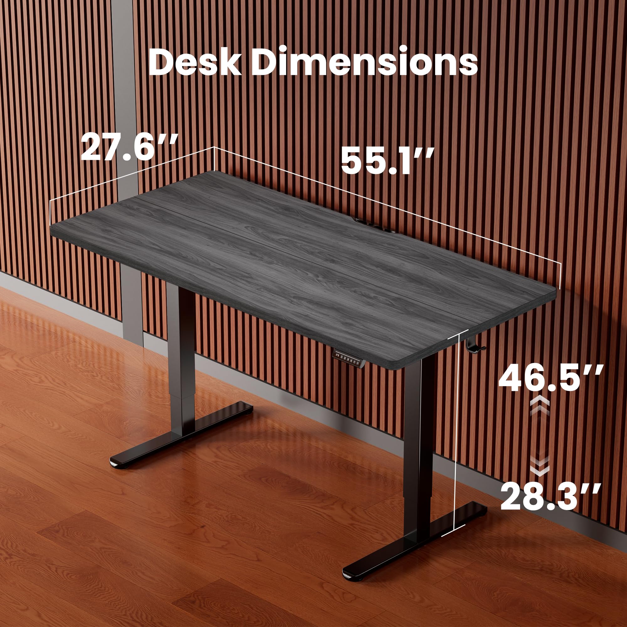 Height Adjustable Electric Standing Desk, 55 x 28 Inches Sit Stand up Desk, Memory Computer Home Office Desk, Grey