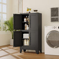 47” Black Metal Storage Cabinet, Kitchen Pantry Cabinet