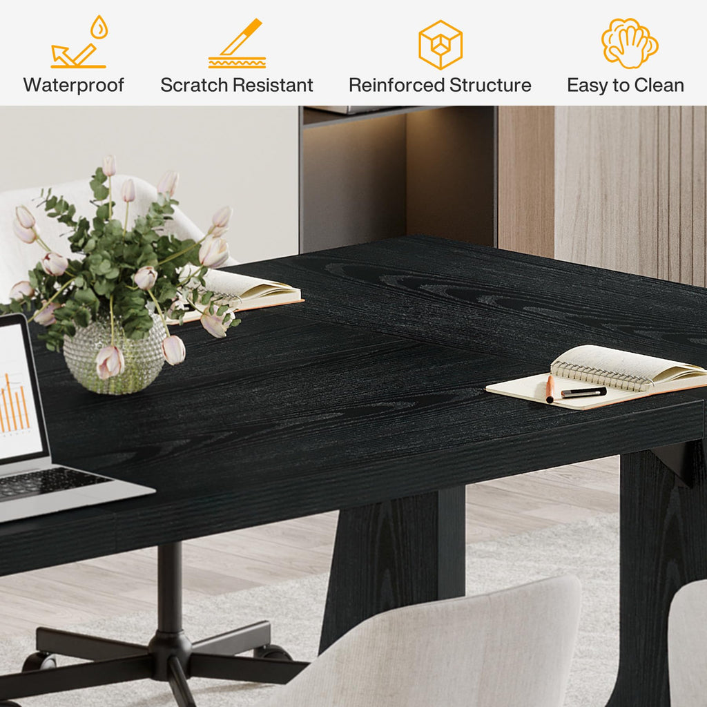 70.86" Rectangular Conference Table for 6-8 (Black)