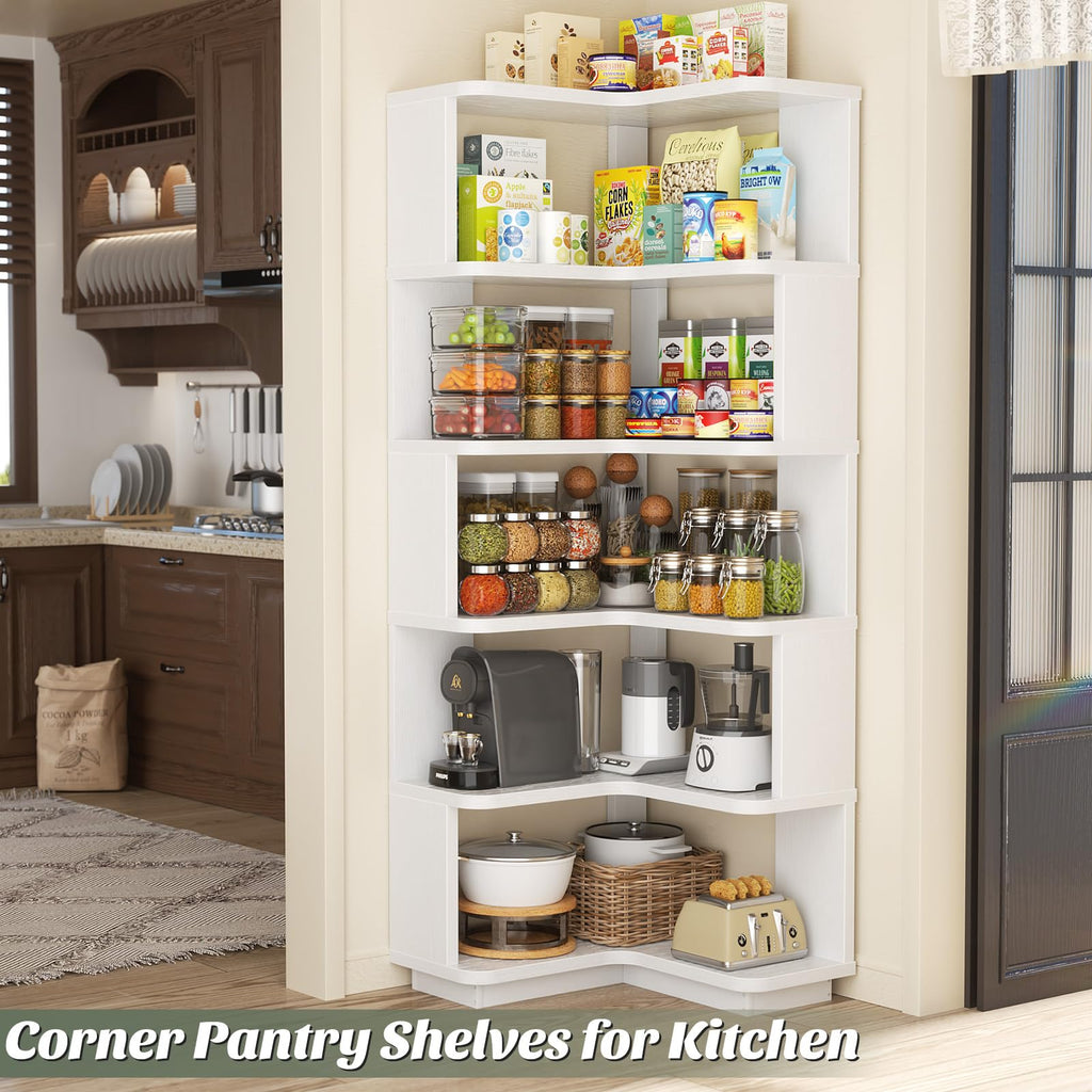 Corner Book Shelf, 6-Shelf L Shaped Corner Bookshelf with Baffle