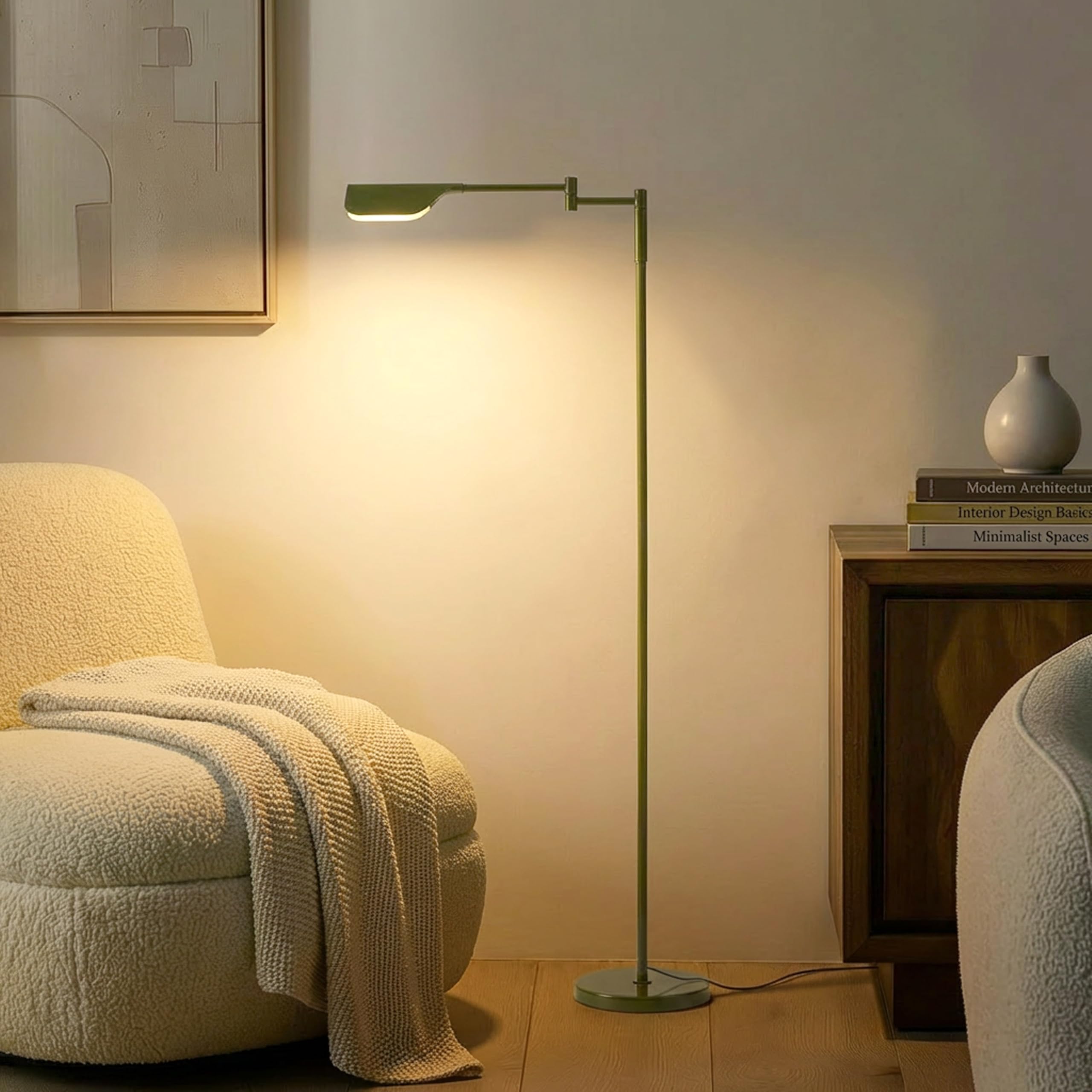 Leaf Pharmacy LED Reading Lamp, Dimmable Floor Lamp with Easy Rotation Over Chair or Desk for Living Rooms & Offices, Adjustable Standing Tall Lamp, for Sewing & Crafts - Green