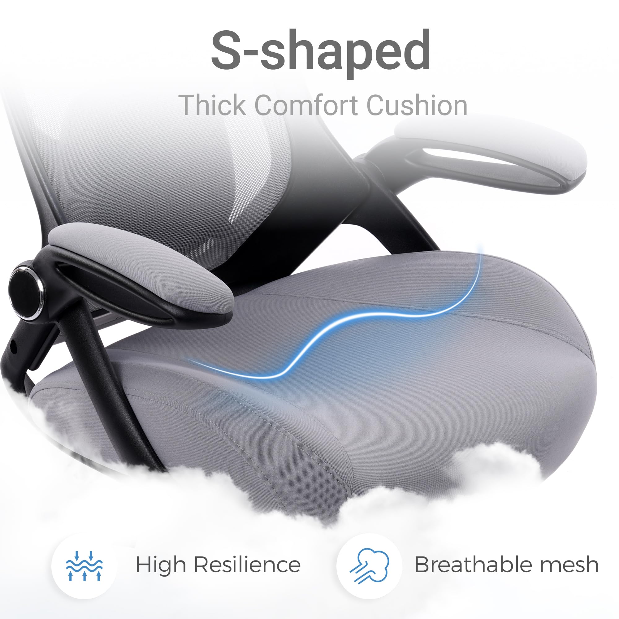 400lbs Heavy Duty Drafting Chair 5" Thickened Seat Office Chair with Flip-Up Armrests Tall Ergonomic Computer Chair with Lumbar Support and Adjustable Footrest Ring Standing Desk Chair(Grey)