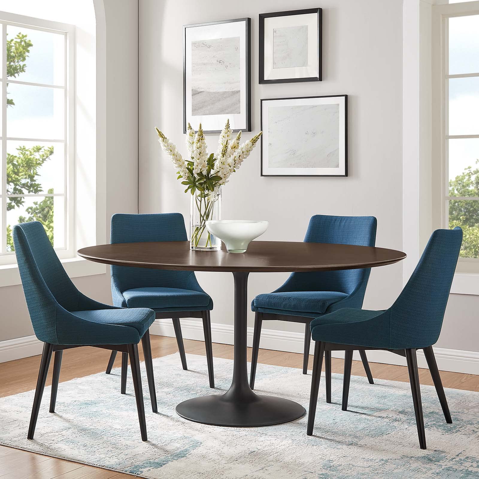 Modway Lippa Dining Table, 60", Black Cherry Walnut