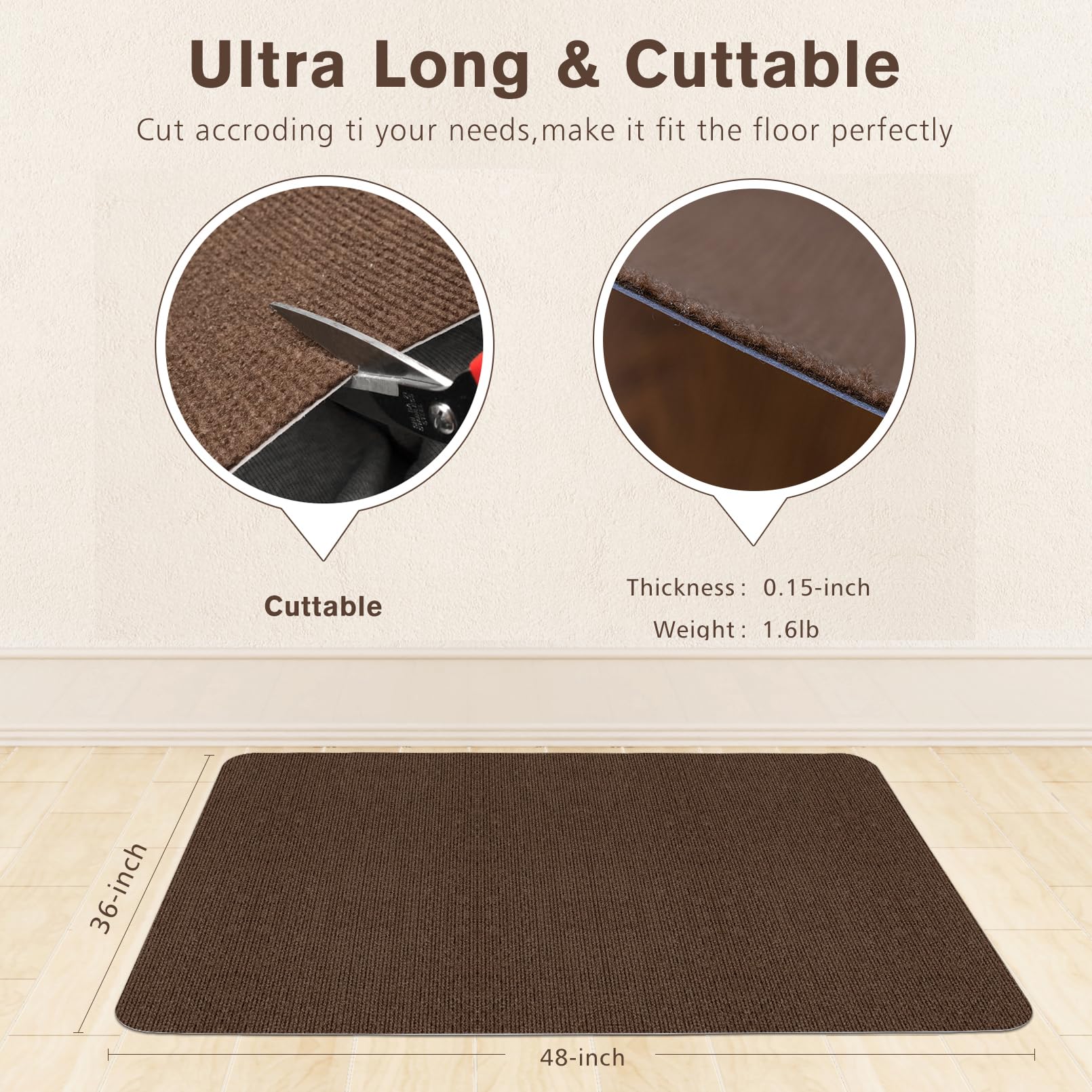 Office Chair Mat for Hardwood Floor,Office Computer Gaming Chair Mat for Tile Floor,Large Floor Protector Rug,Anti-Slip,Easy to Clean,Coffee(48"x36")