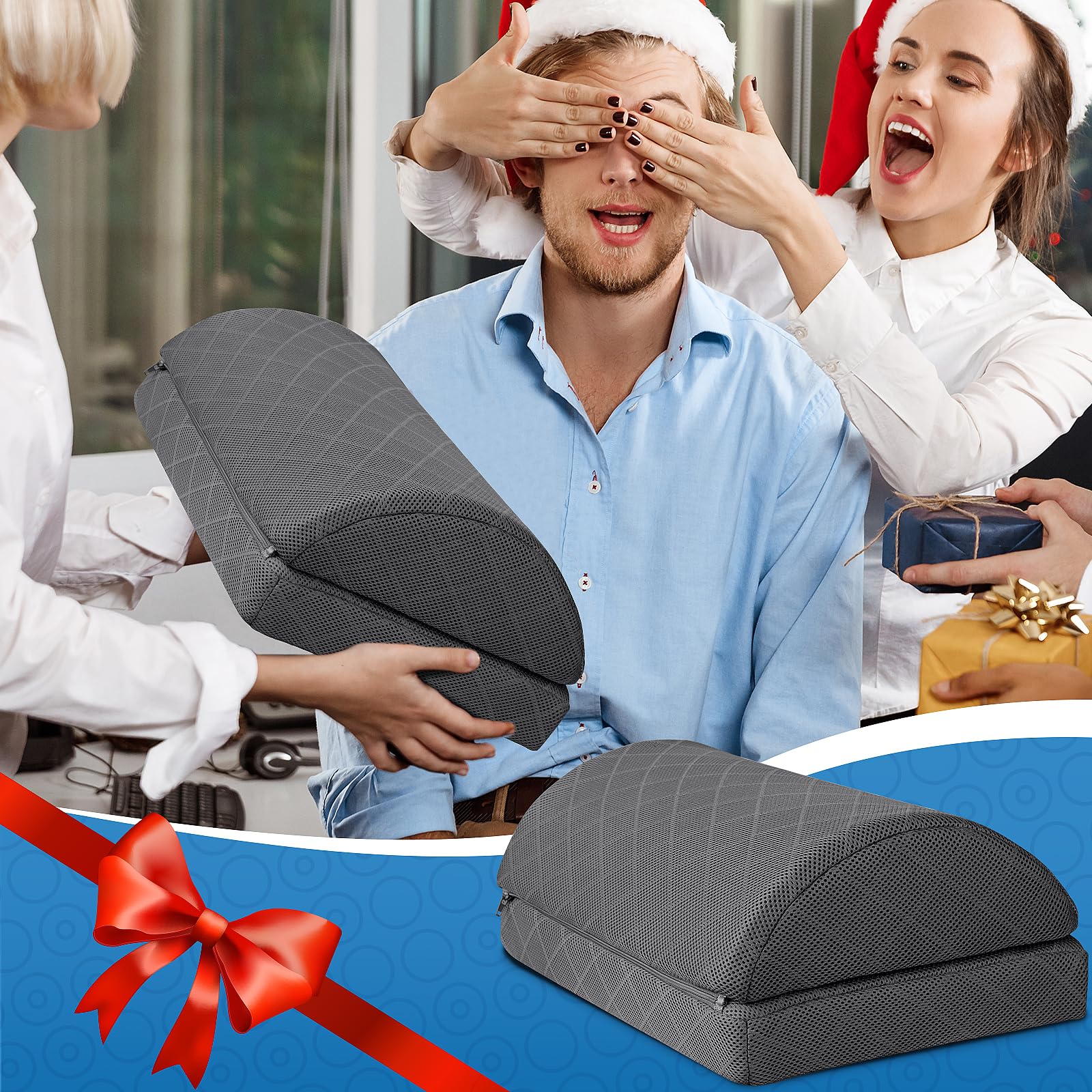 Foot Rest,Desk & Gaming Accessories,Foot Rest for Under Desk at Work,Comfortable Footrest with 2 Adjustable Heights & Removable Cover, Office Desk Accessories（Gray）