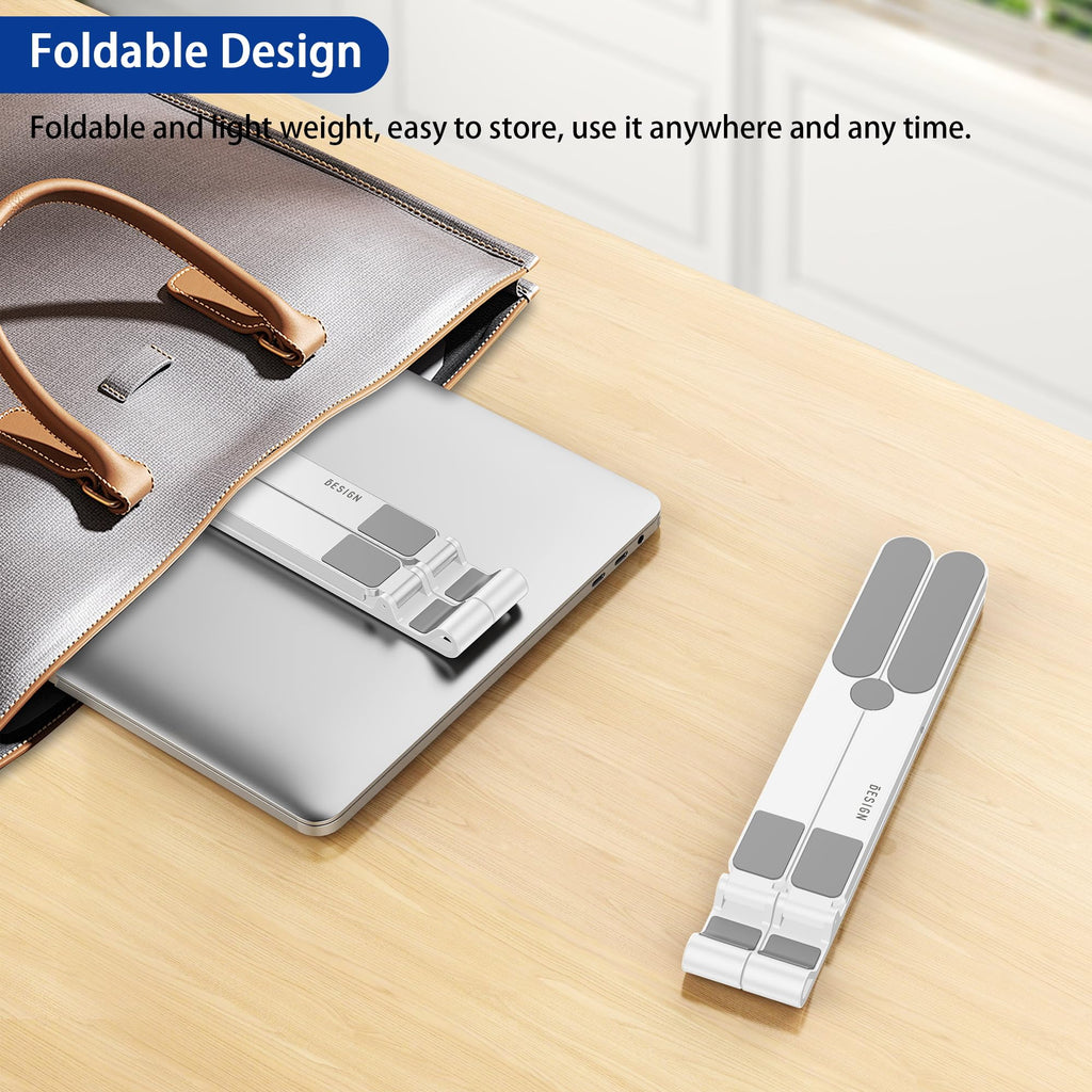 Pro Ergonomic Laptop Stand, Plastic Laptop Riser, Portable and Adjustable Notebook Computer Holder Compatible with 10-14" Laptops (White)
