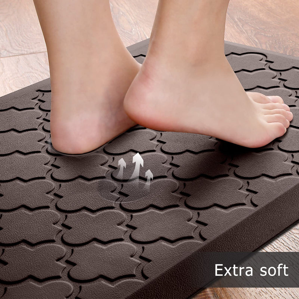 Mat [2 PCS] Cushioned Anti-Fatigue Floor Mat Water Resistant Non-Skid Kitchen Mats and Rugs Ergonomic Comfort Foam Kitchen Rugs Standing Mat for Floor Office Sink (Chocolate,20"x30"+20"x47")