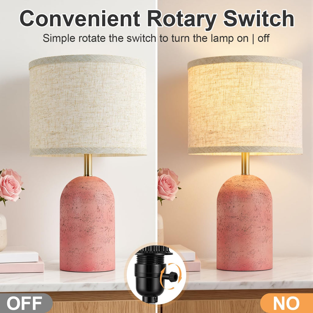Table Lamps Set of 2, Resin Bedside Lamps for Living Room Bedroom