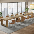 Large Conference Table for 6-8, 87-Inch Rectangular Meeting Table, Farmhouse Seminar Boardroom Desk for Office Conference Room (2, Natural)