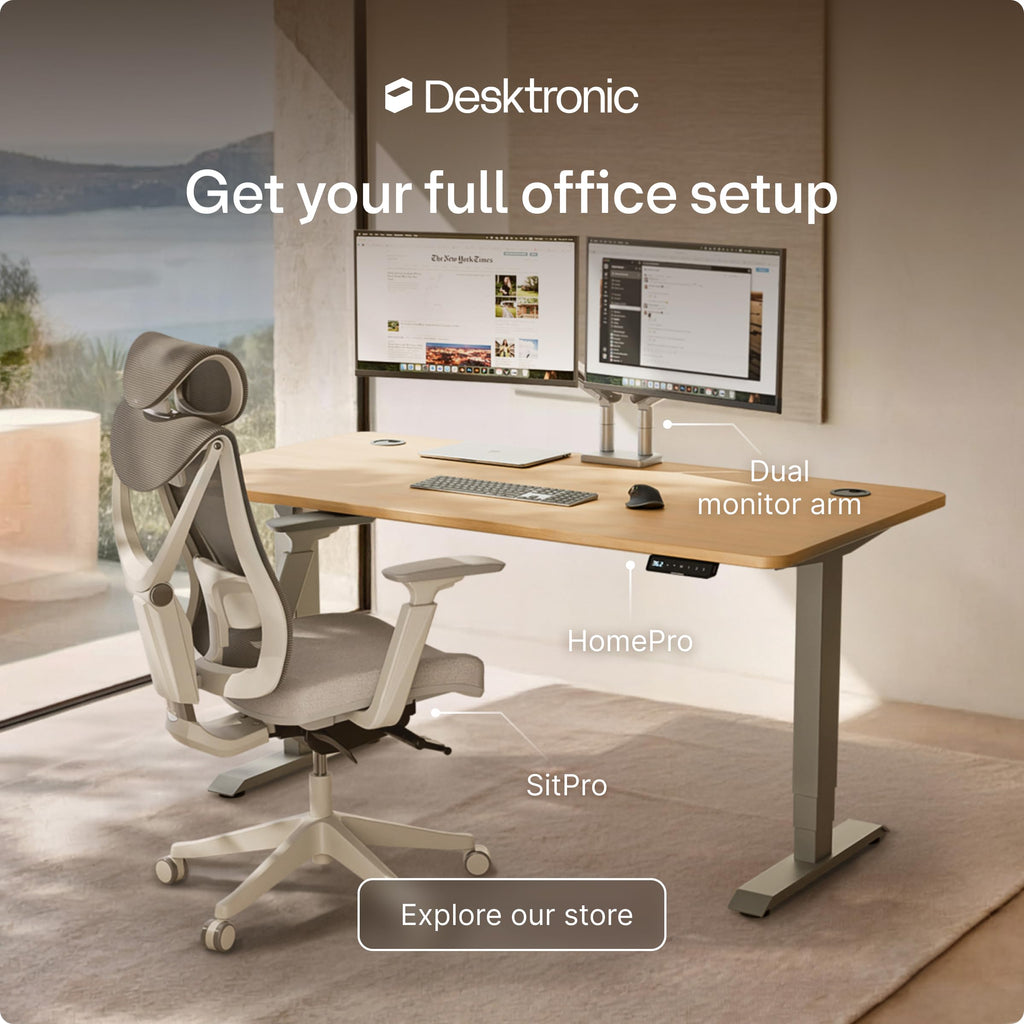 Standing Desk 54x28 — Made in Europe, Ergonomic Sit Stand Home Office Desk, Electric Height Adjustable, Dual Motor, USB & USB-C Charging, Wobble-Free, Touchscreen, 3 Memory Presets