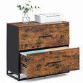 File Cabinet, Home Office Printer Stand, 2-Drawer Filing Cabinet, with Anti-tip Interlocking Mechanism, for A4, Letter-Size, Legal-Size Hanging Files, Rustic Brown and Ink Black