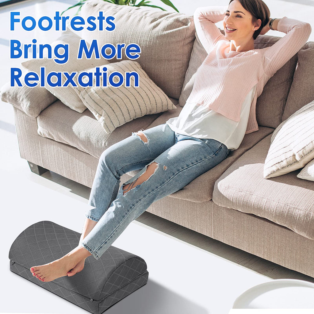 Foot Rest,Desk & Gaming Accessories,Foot Rest for Under Desk at Work,Comfortable Footrest with 2 Adjustable Heights & Removable Cover, Office Desk Accessories（Gray-20 in）
