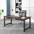 63” Executive Desk, Large Office Computer Desk with Thicken Frame, Modern Simple Workstation Business Furniture for Home Office, Vintage Brown/Black