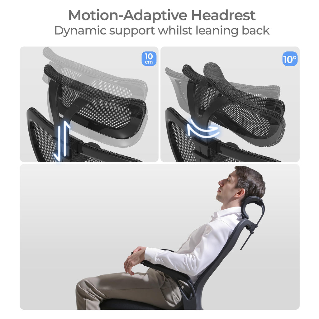 Model U | Folding Office Chair for Small Spaces | Gaming Chair for Adults & Kids | Ergonomic Mesh Computer Chair for Bedroom | Foldable Desk Chair for Home Work (Midnight Black Headrest)