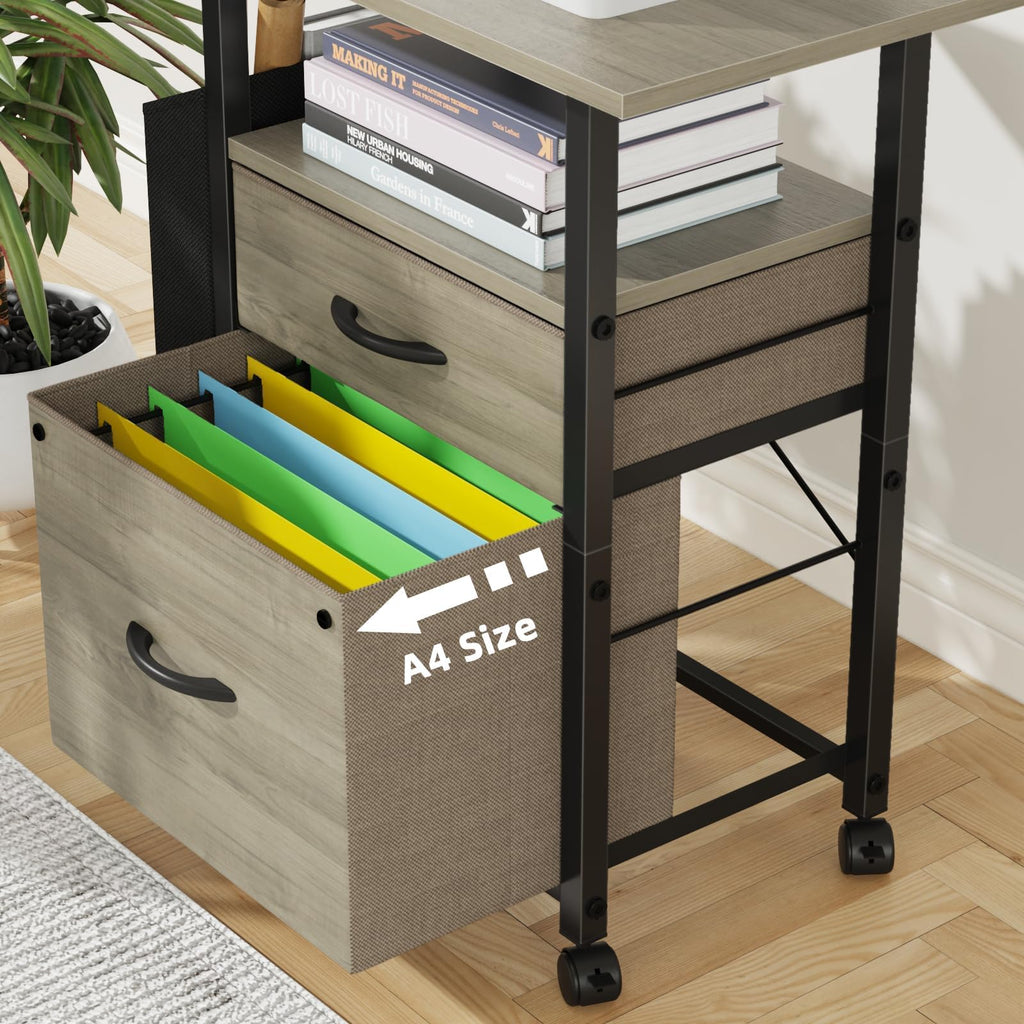 2 Drawer File Cabinet 24''W, Mobile Filing Cabinet, Printer Stand