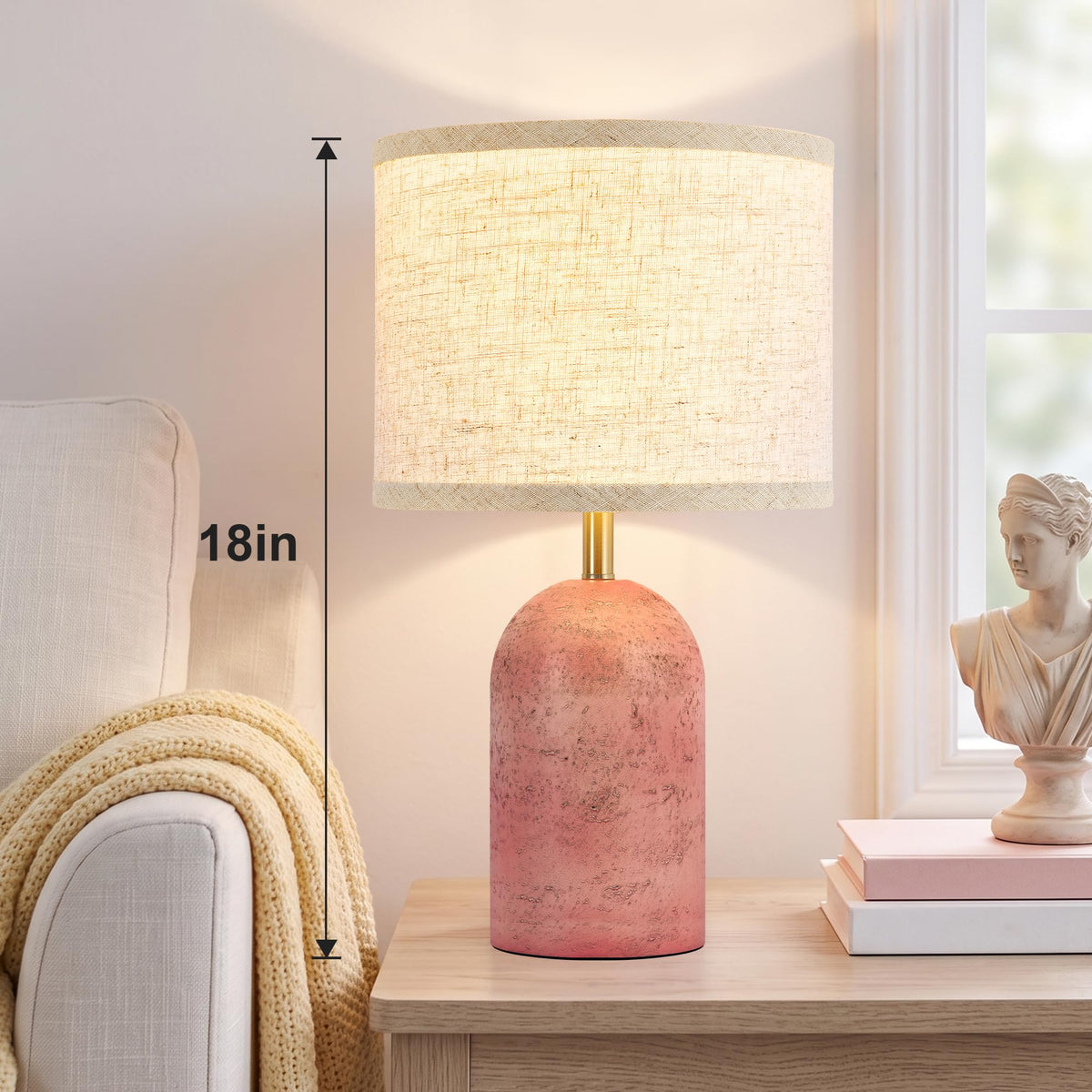 Table Lamps Set of 2, Resin Bedside Lamps for Living Room Bedroom