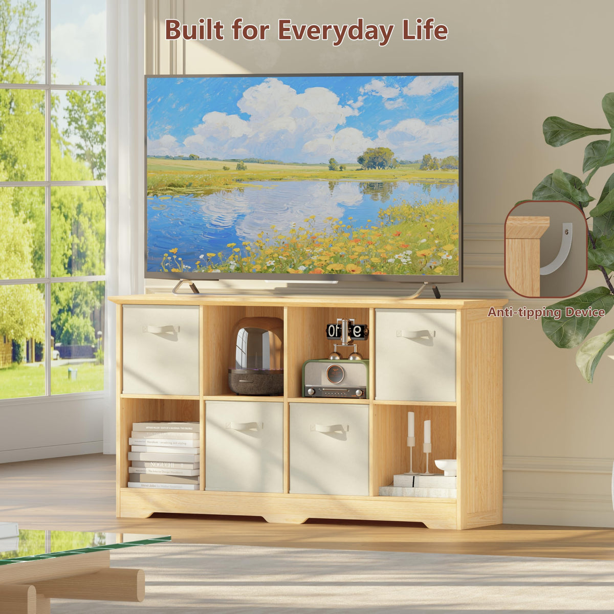 8 Cube Storage Organizer with 4 Fabric Drawers and Removable Shelves,Modular Cube Bookshelf for Bedroom,Living Room,or Home Office,Short Cube Bookcase for Toys,Decor,White
