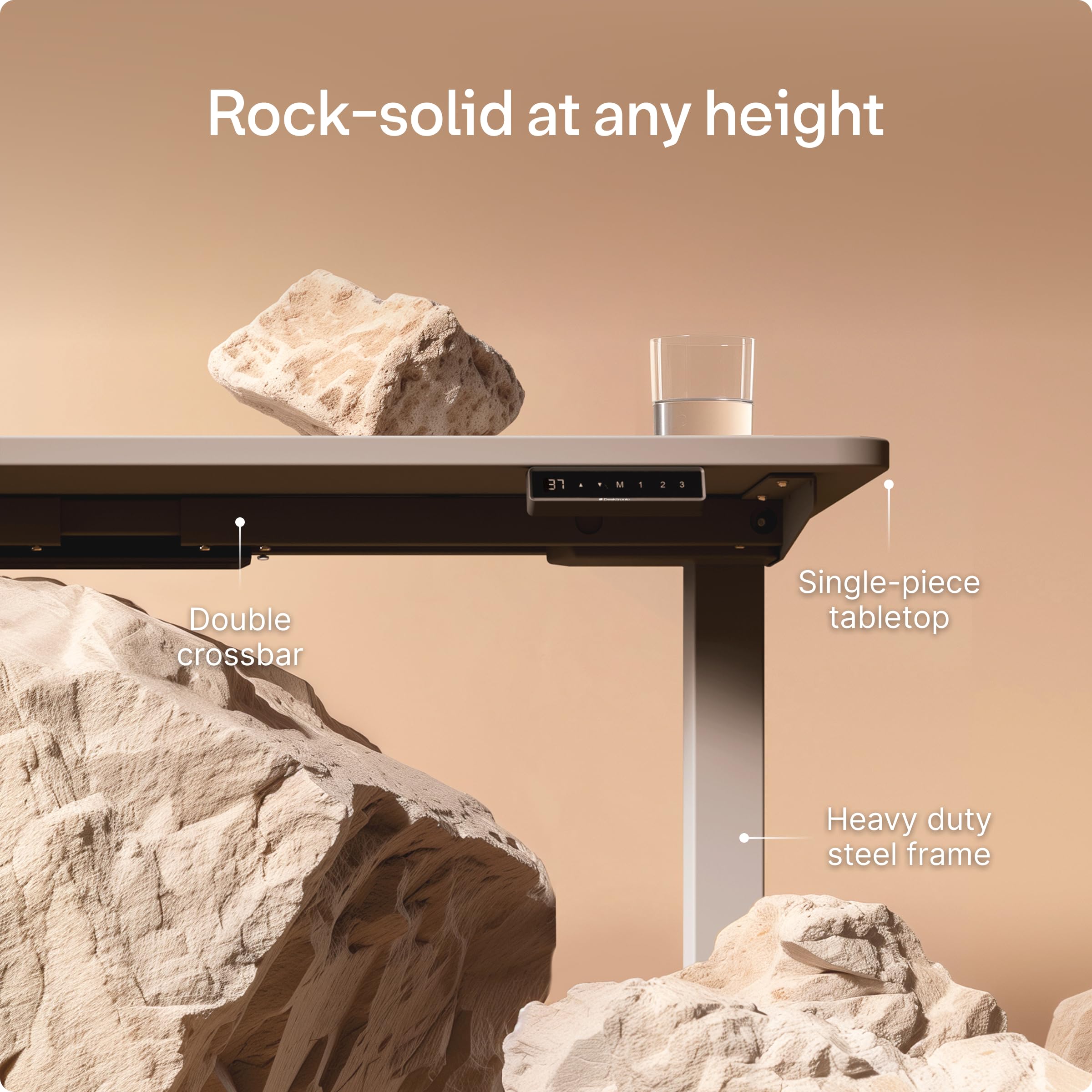 Standing Desk 48x24 — Made in Europe, Ergonomic Sit Stand Home Office Desk, Electric Height Adjustable, Dual Motor, USB & USB-C Charging, Wobble-Free, Touchscreen, 3 Memory Presets
