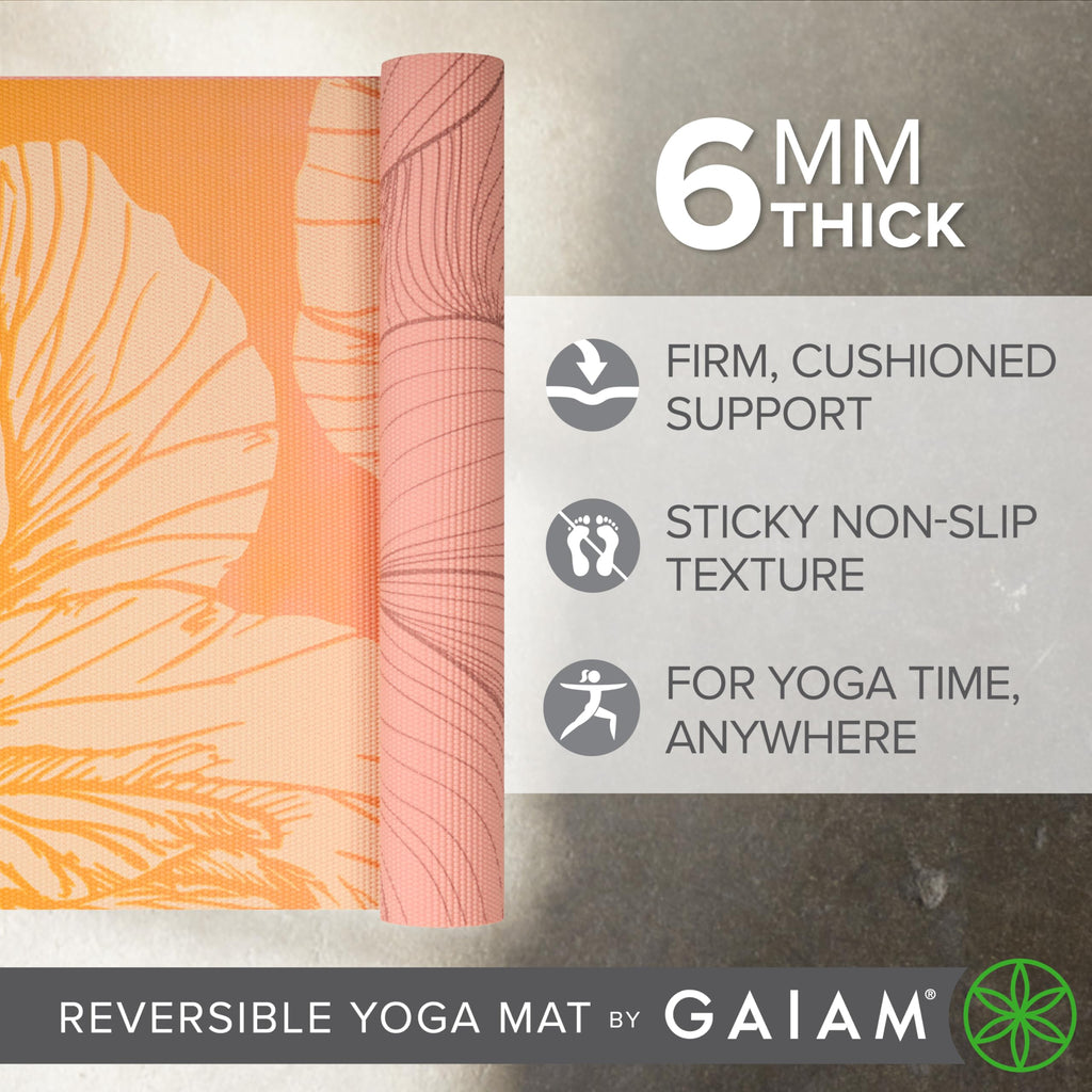 Reversible Yoga Mat, 6mm Thick Print Mat (Dahlia Grains)