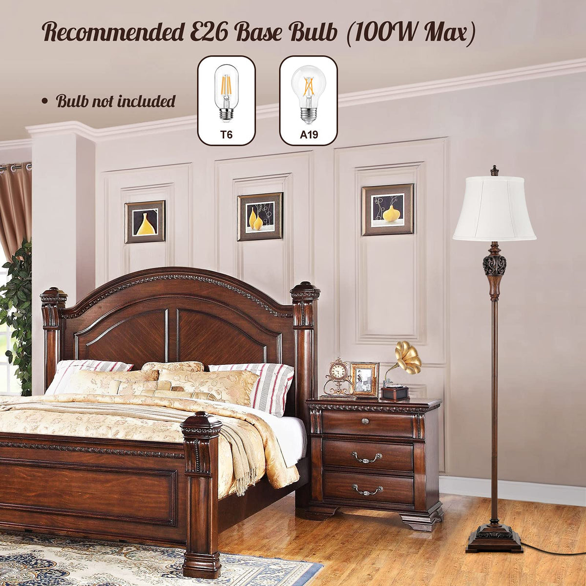 Vintage Floor Lamp for Living Room, Traditional Tall Standing Lamp