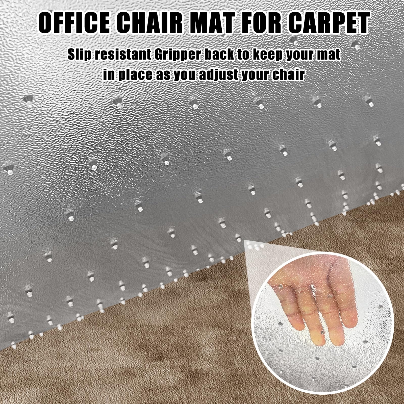 Chair Mat for Carpeted Floor,48''×36'' PVC Carpet Protector for Low Pile Carpets Heavy Duty Effective Grip Anti-Slip,Won't Crack,Easy to Clean for Office and Home